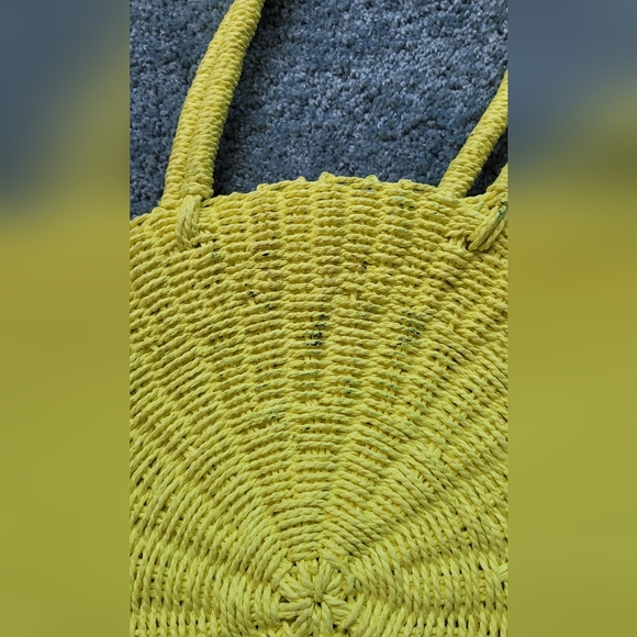 NWOT French Connection 15” Yellow natural fiber bag - Picture 3 of 6